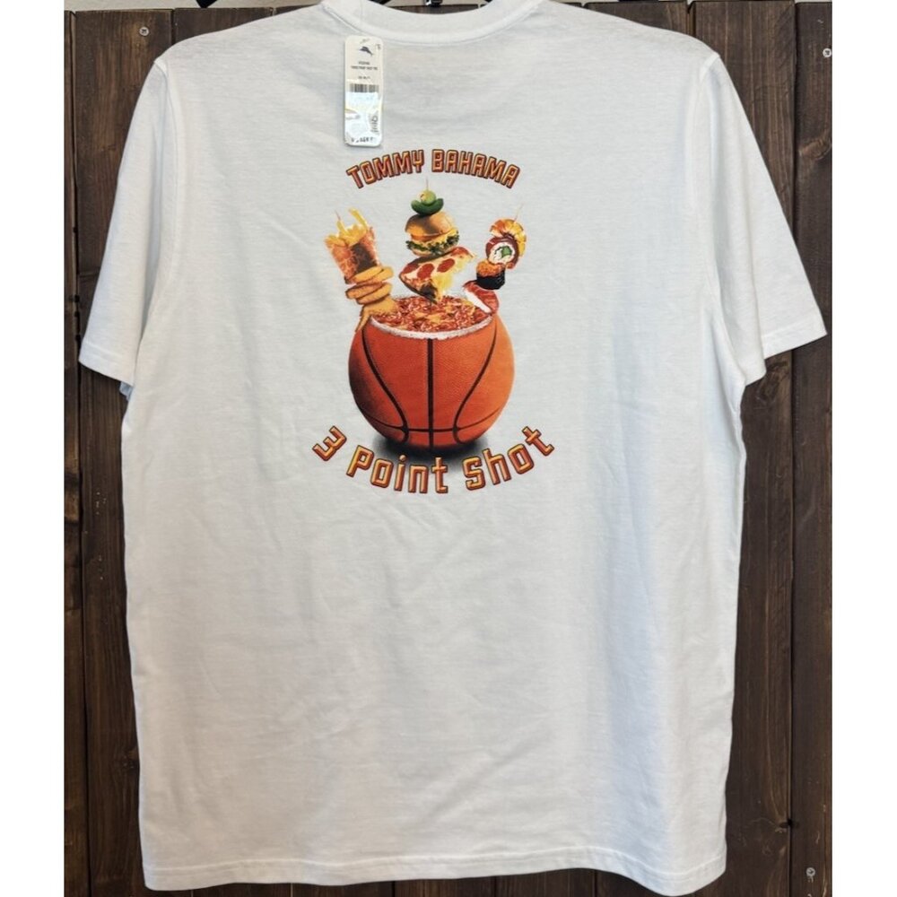 Tommy Bahama Men's MEDIUM basketball Graphic Tee 100% Cotton NWT